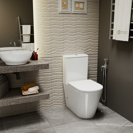 унитаз-компакт point виктория pn42061 безободковый, сиденье микролифт