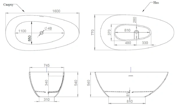 ванна из искусственного камня salini paola basso 101611sg/sm, 160х77х54 см, из материала solix, глянцевая или матовая белая