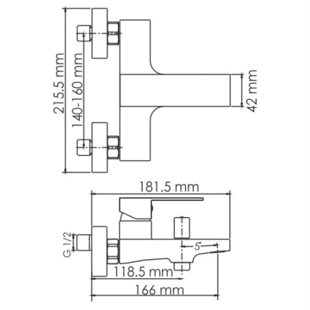 смеситель для ванны wasserkraft abens 2001 черный матовый