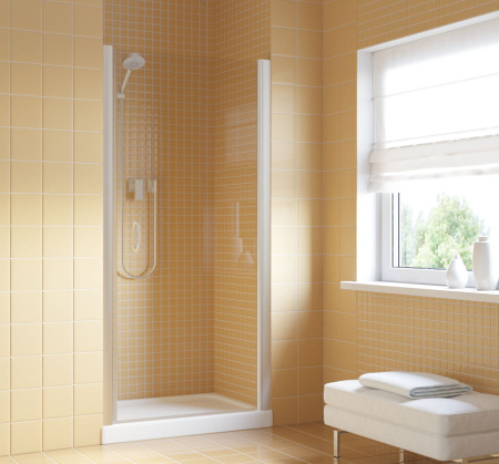 дверь для душевой кабины в нишу vegas glass epux 75 07 01 профиль матовый хром, стекло прозрачное