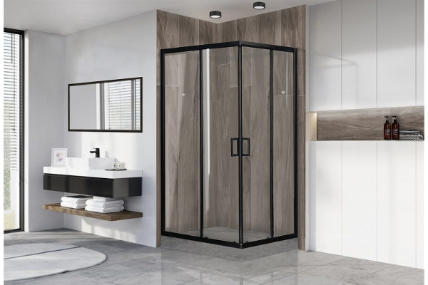 душевой уголок royal bath hpd 120×100 rb1120hpd-t-bl профиль черный, стекло прозрачное