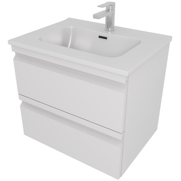 тумба с раковиной aquatek вега 60 aq77060-mw подвесная белая матовая