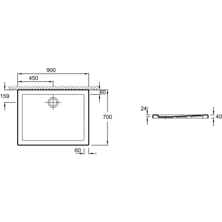 керамический поддон 90x70 см jacob delafon kyreo ene90-00