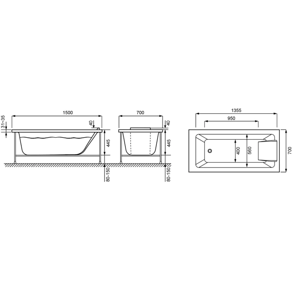 акриловая ванна jacob delafon sofa, 150х70 см, e6d300ru-00 (gm)