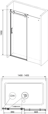 душевая дверь в нишу rgw tornado to-14 1400x1950