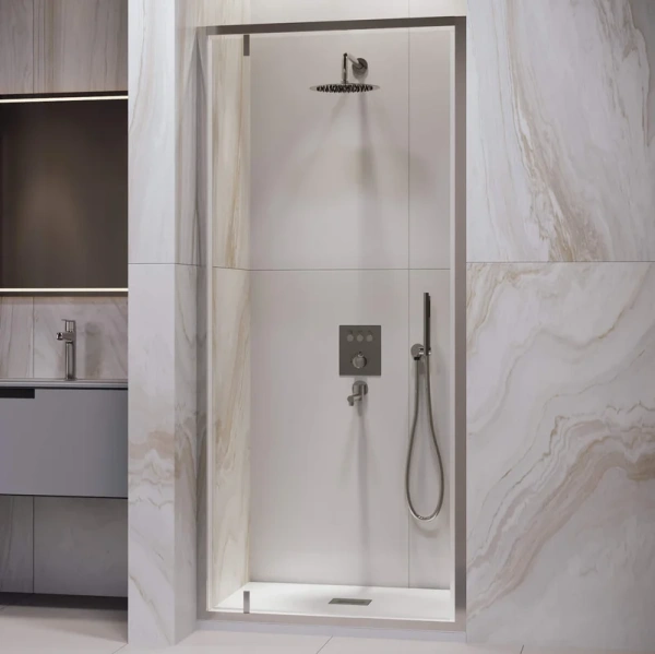 душевая дверь в нишу rgw leipzig le-102 80 см, профиль матовый хром, стекло прозрачное