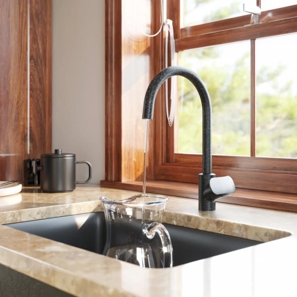 смеситель для кухни с фильтром am.pm like f8007s22, цвет черный