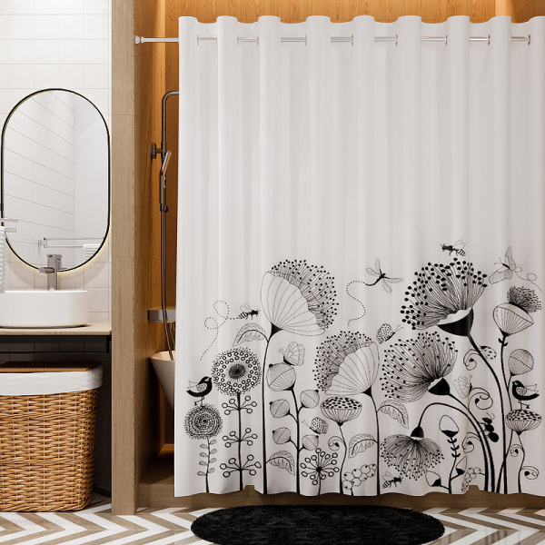Штора для ванны WasserKRAFT Dill 200х200 SC-39102 рисунок лето цветы