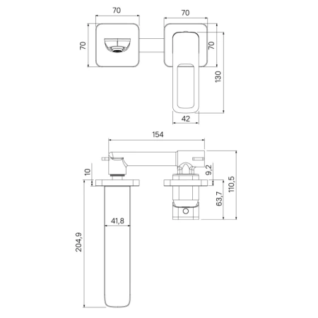 смеситель для раковины iddis slide slibl00i65 с внутренней частью, черный матовый
