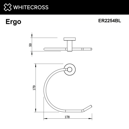 полотенцедержатель 17.9 см whitecross ergo er2254bl кольцо, черный мат