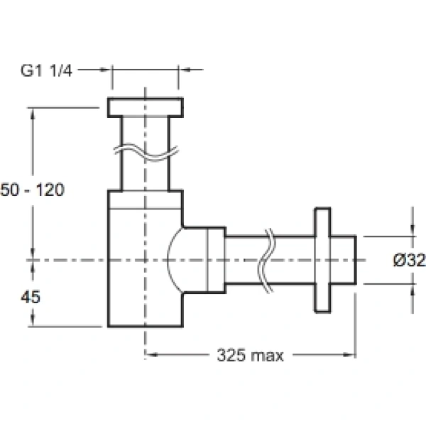 сифон для раковины jacob delafon e78297-cp бутылочный, хром