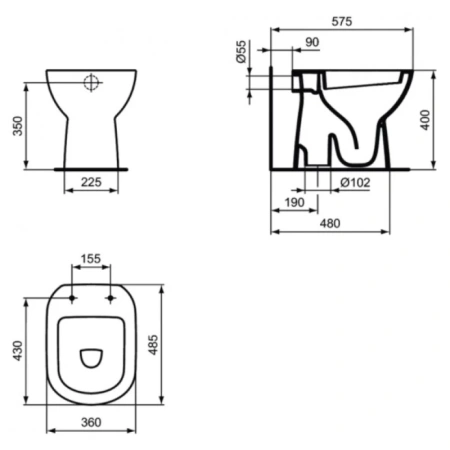 приставной унитаз ideal standard i.life a t467201
