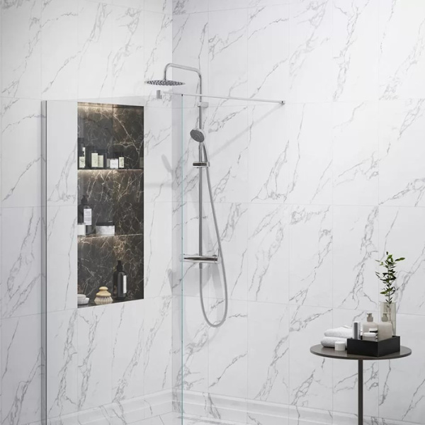 душевая система kerama marazzi nota 8236km.21.018 с ручным душем на 5 режимов и смесителем механическим, цвет: хром