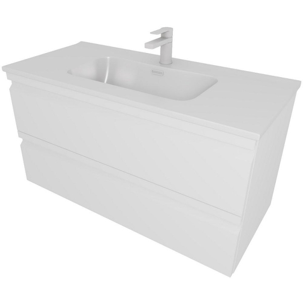 тумба с раковиной aquatek вега 100 aq77100-mw подвесная белая матовая