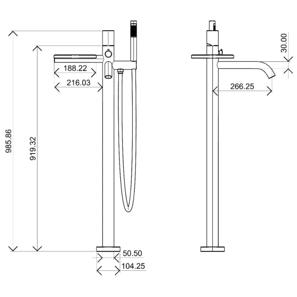 смеситель напольный для ванны boheme stick linea 129-gg.3 золотой