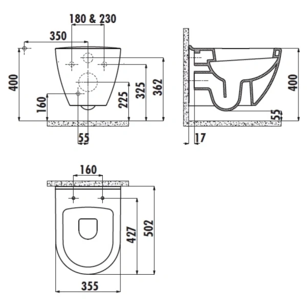 унитаз подвесной creavit terra tp325-11cb00e-0000 белый