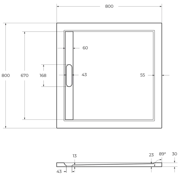 душевой поддон из искусственного камня cezares tray as 80x80 tray-as-a-80-30-w белый