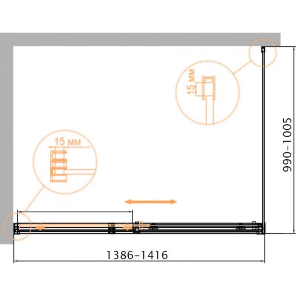 душевой уголок 140x100 см cezares duet soft-m-ah-1-140/100-c-cr прозрачное