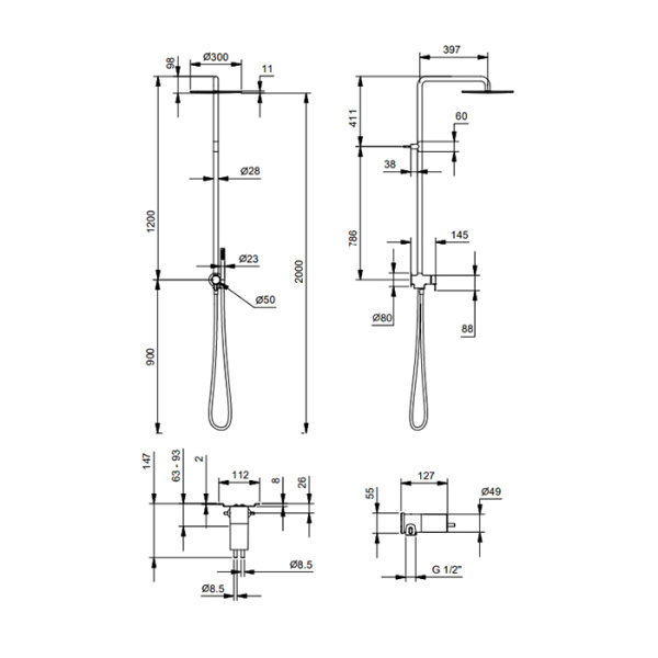 душевая система fantini nostromo 86 02 8114b цвет хром