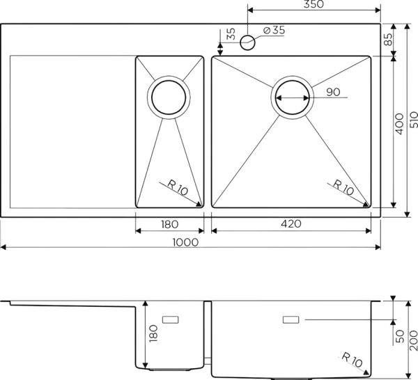 мойка кухонная omoikiri akisame 100-2 r, светлое золото