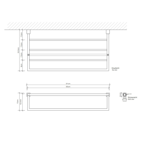 Decor Walther Decor Walther Corner KHT Полотенцедержатель 60см, подвесной, цвет: черный матовый