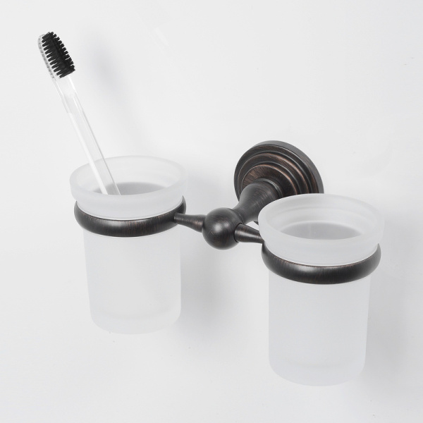 Стакан для зубных щеток WasserKRAFT Isar K-7328D двойной, цвет бронза темная