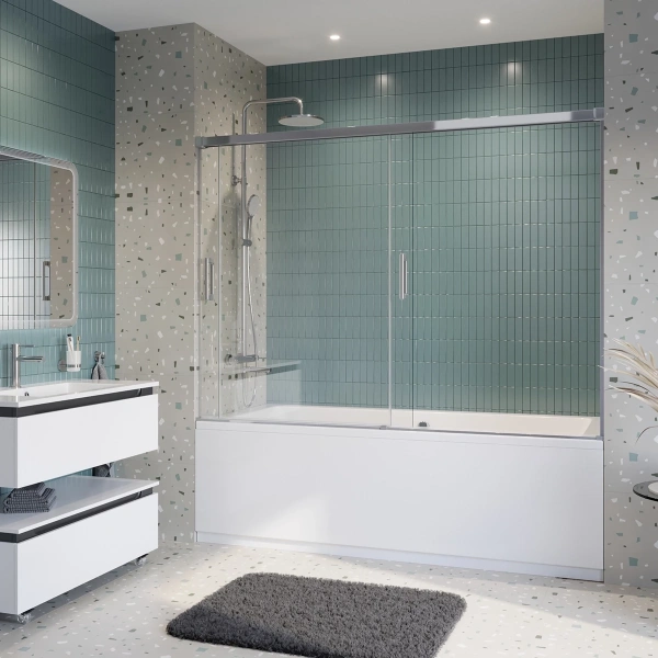 шторка на ванну cezares tandem soft vf-2 190х145 профиль хром стекло прозрачное