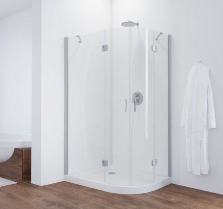 душевой уголок vegas glass afs-f 110*100 07 01 профиль матовый хром, стекло прозрачное