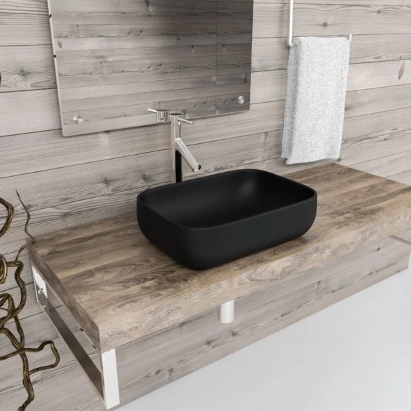 раковина накладная esbano martel 50 см esrnmartmb черная матовая