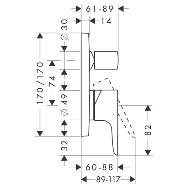 смеситель для ванны axor citterio m 34427000