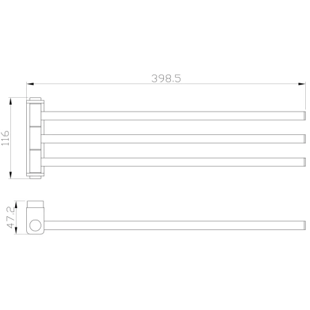 полотенцедержатель wonzon & woghand lotte ww-8341-bg 39,8 см, поворотный, тройной, золотой матовый