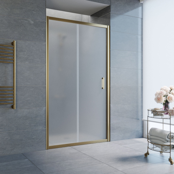 дверь для душевой кабины в нишу vegas glass zp 105 05 10 профиль бронза, стекло сатин