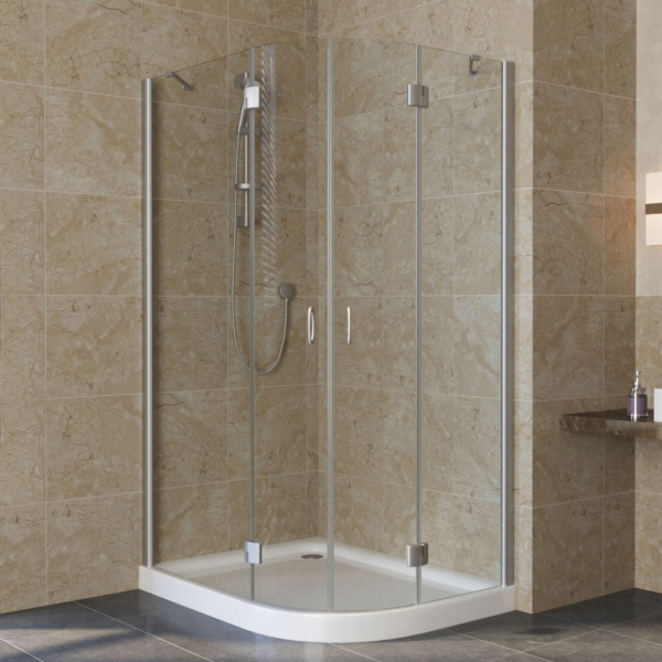 душевой уголок vegas glass afs-fux 110*90 07 01 профиль матовый хром, стекло прозрачное