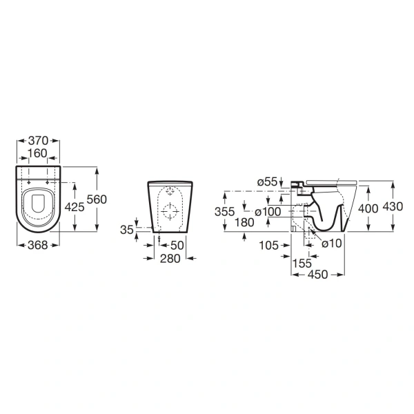 приставной унитаз roca inspira 347527000