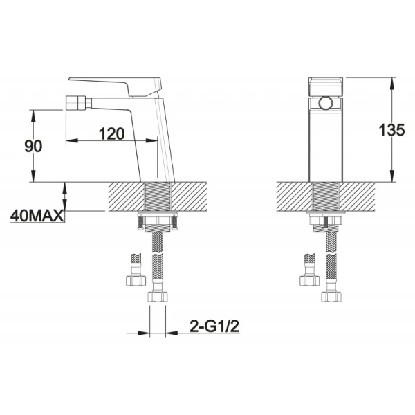 смеситель belbagno arlie arl-bd-crm для биде, без донного клапана, хром