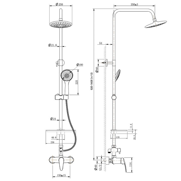 душевая система lemark linara lm0460c хром