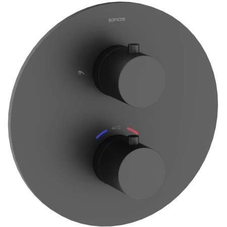 душевой комплект sancos etna sc9010mb 250 мм, с термостатом, черный матовый