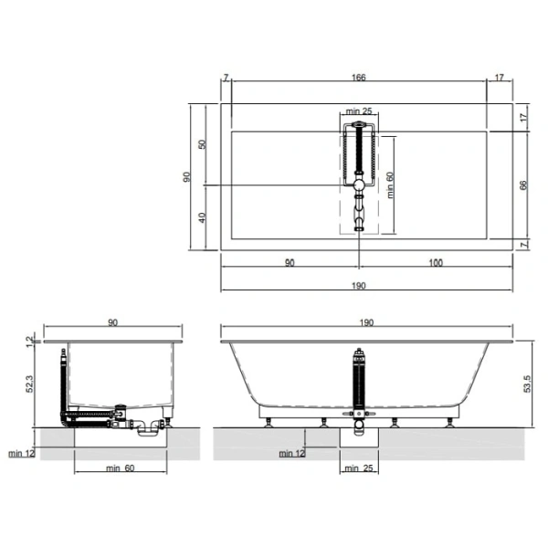 ванны из материала corian 190 см antonio lupi biblio biblio31 bianco/cr белая