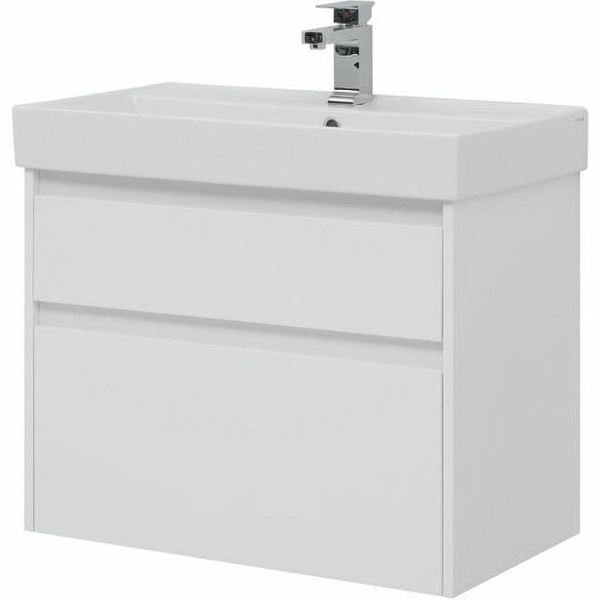 тумба под раковину aquanet nova lite 75 245244 подвесная белая глянцевая