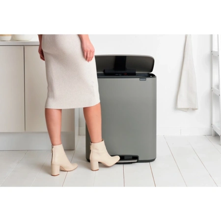 мусорное ведро brabantia bo pedal bin 211348 60 л, серое
