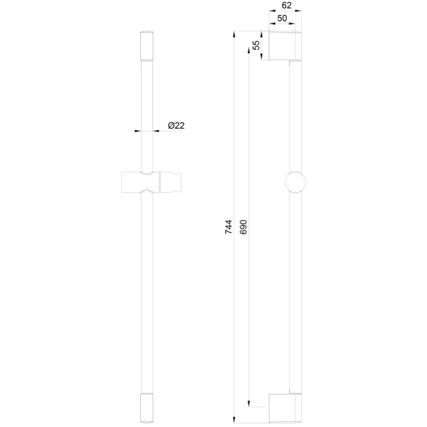 душевая штанга wonzon & woghand ww-sl03-mb 74,4 см, черный матовый