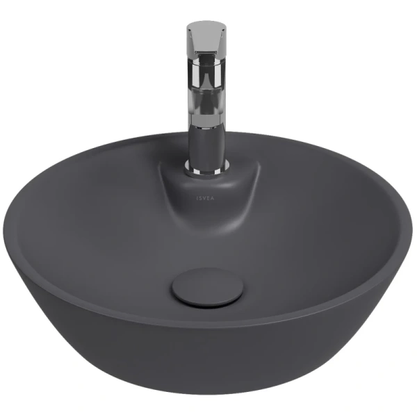раковина isvea sistemay soft 10sy65045sv-2c накладная, ø45 см, антрацит матовый