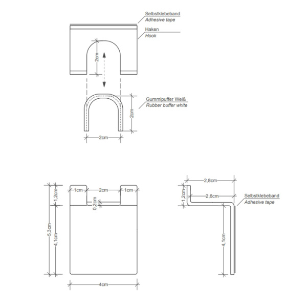 Decor Walther WH 4 Крючок самоклеящийся двойной, подвесной, цвет: хром