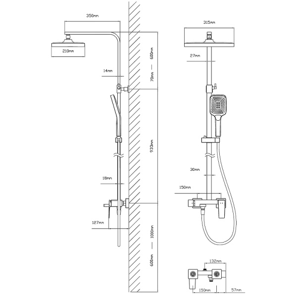 душевая система vincea cube vsfs-4c12mb черная матовая