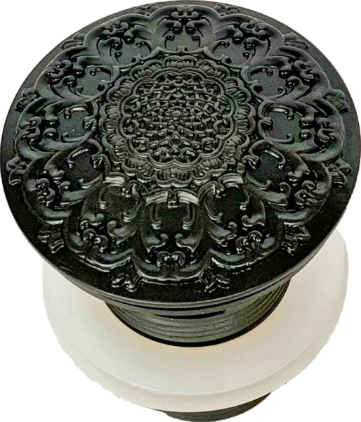 донный клапан milacio mc.010.bl для раковины, с переливом, черный