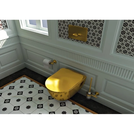 унитаз подвесной creavit single tp325-11cb00e-ak00, цвет золото