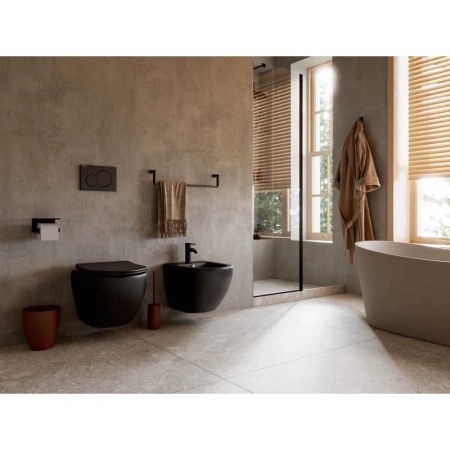 унитаз ceramicanova metropol cn4002mb подвесной, с сиденьем микролифт, черный