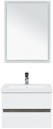 мебель для ванной aquanet беркли 60 белый/дуб рошелье (зеркало белое)