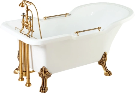 Ванна из литьевого мрамора Migliore Impero 25267 180x87 цвет белый/бронза