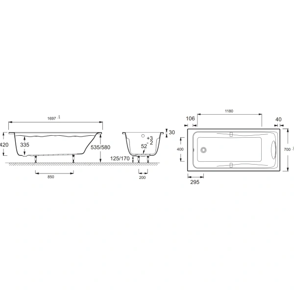 акриловая ванна jacob delafon odeon up, 170х70 см, e6080ru-00 (gm)